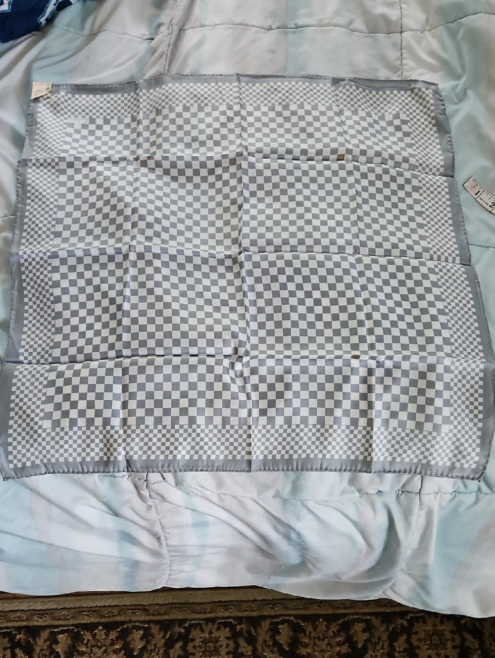 NWT Vintage Echo Checkered Scarf Silk Blend Made In Japan